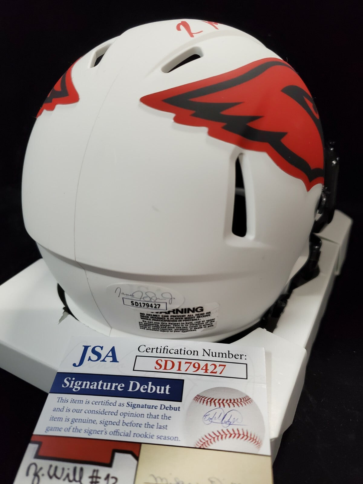 Arizona Cardinals Rondale Moore Autographed Lunar Mini Helmet Jsa Coa