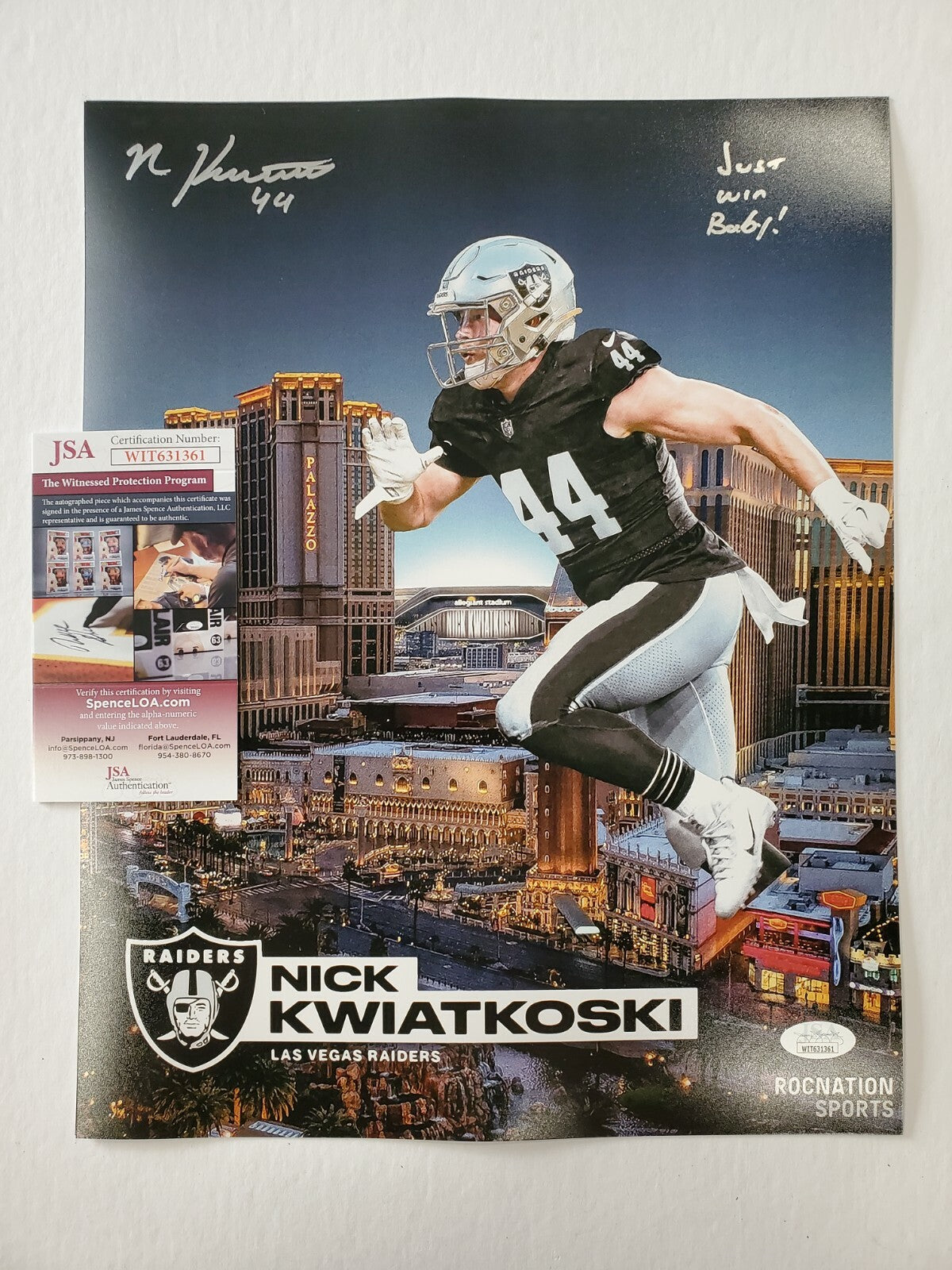 Oakland Raiders Nick Kwiatkoski Autographed Inscribed 11X14 Photo Jsa Coa