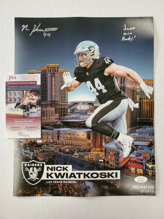 Oakland Raiders Nick Kwiatkoski Autographed Inscribed 11X14 Photo Jsa Coa