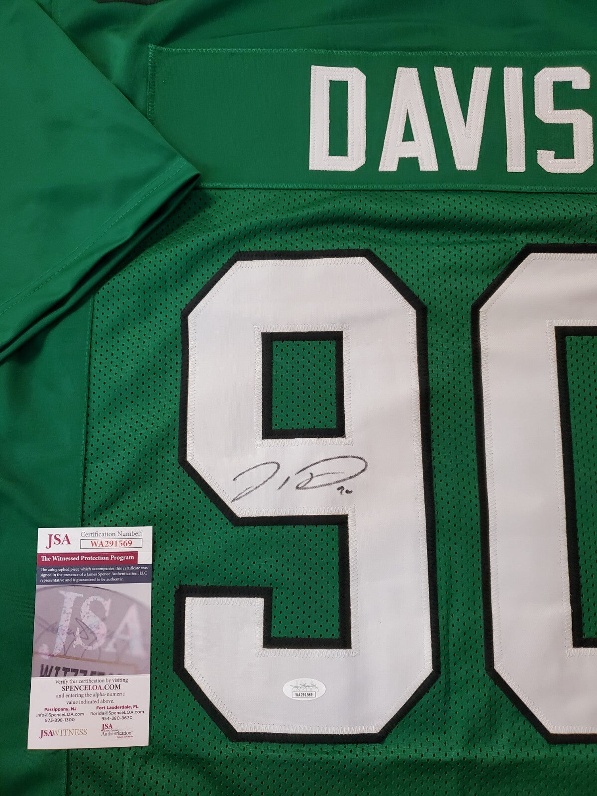 Philadelphia Eagles Jordan Davis Autographed Signed Jersey Jsa Coa