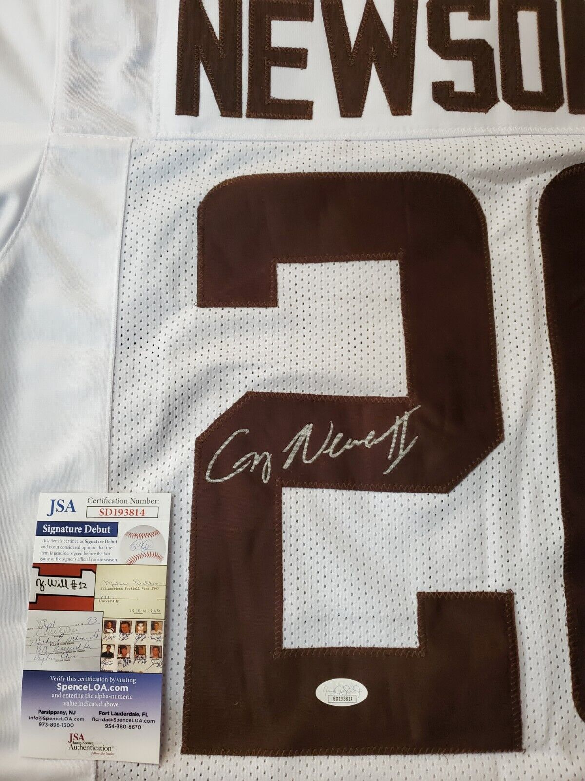 MVP Authentics Cleveland Browns Greg Newsome Ii Autographed Signed Jersey Jsa Coa 117 sports jersey framing , jersey framing