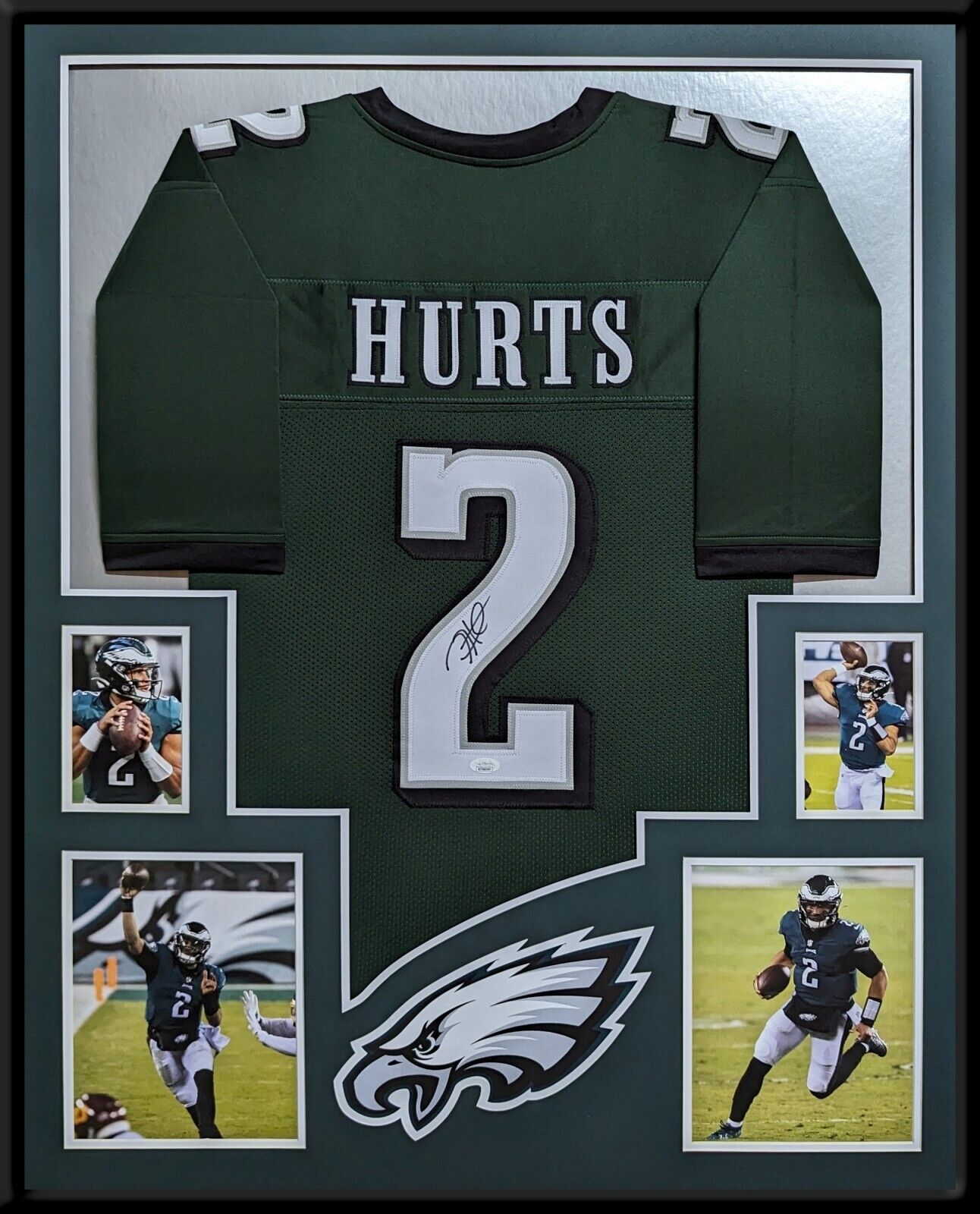 MVP Authentics Framed Philadelphia Eagles Jalen Hurts Autographed Signed Jersey Jsa Coa 540 sports jersey framing , jersey framing