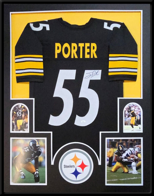 Framed Pittsburgh Steelers Joey Porter Sr Autographed Signed Jersey Jsa Coa