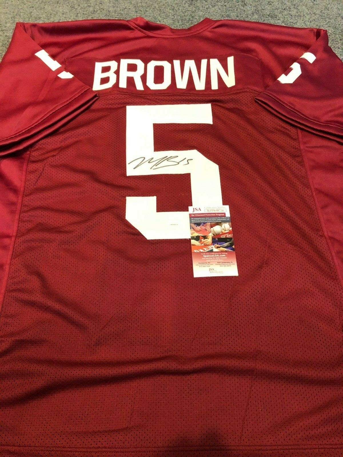 Oklahoma Sooners Marquise Brown Autographed Signed Jersey Jsa  Coa