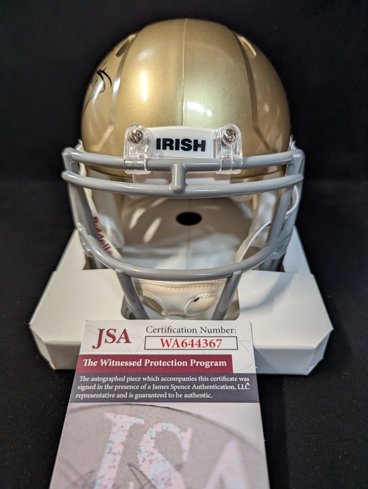 MVP Authentics Notre Dame Fighting Irish Rudy Ruettiger Autographed Signed Mini Helmet Jsa Coa 67.50 sports jersey framing , jersey framing