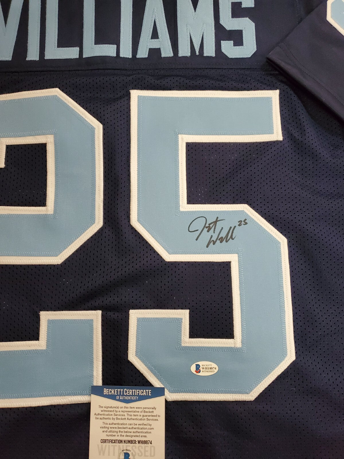 North Carolina Javonte Williams Autographed Signed Jersey Beckett Coa