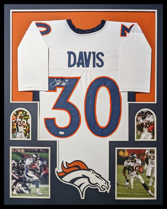 Framed Denver Broncos Terrell Davis Autographed Signed Jersey Jsa Coa