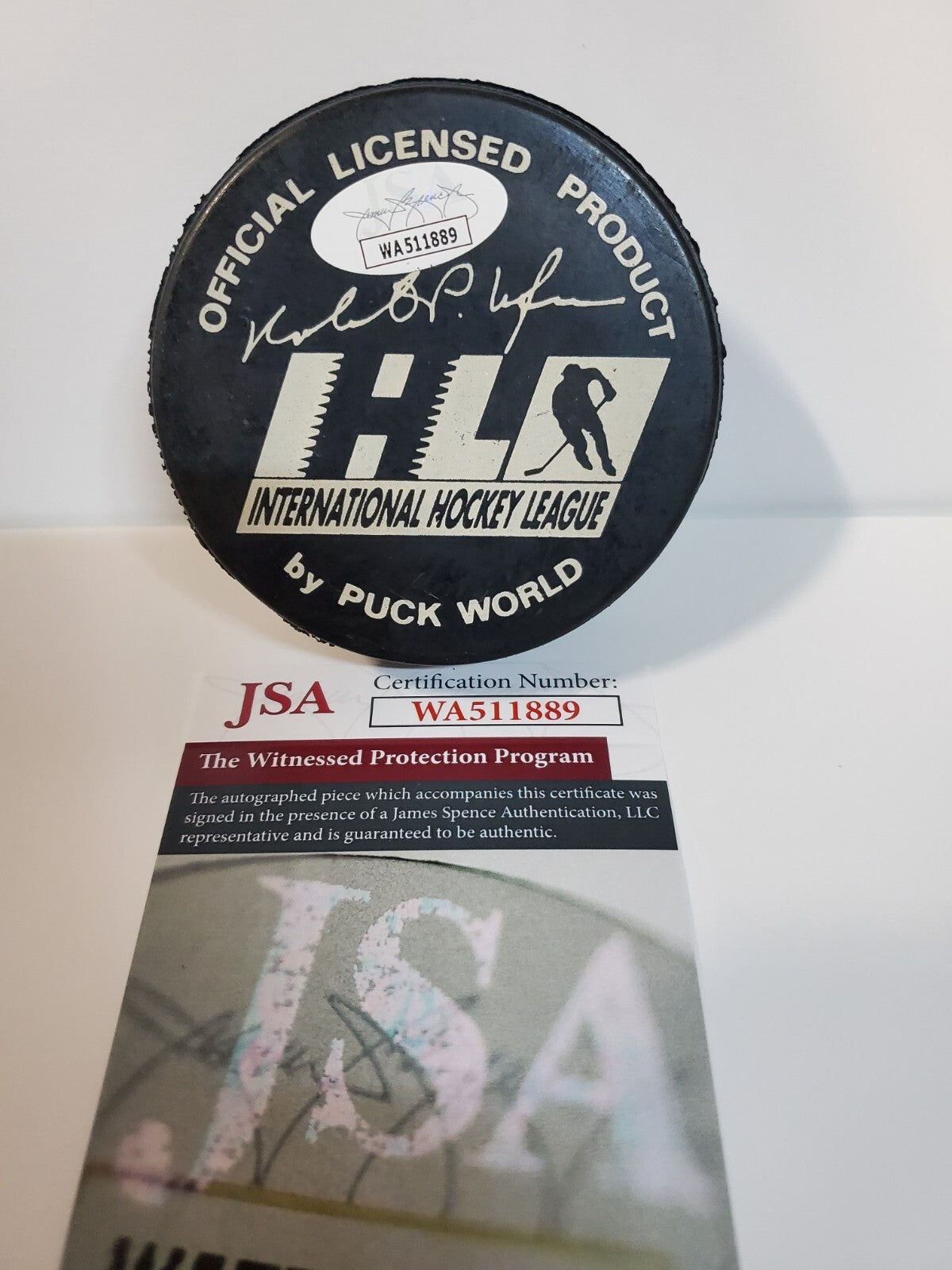 Michigan K-Wings Marty Turco Signed Logo Puck Jsa Coa