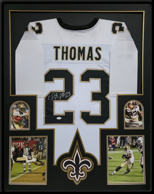 Framed New Orleans Saints Pierre Thomas Autographed Signed Jersey Jsa Coa