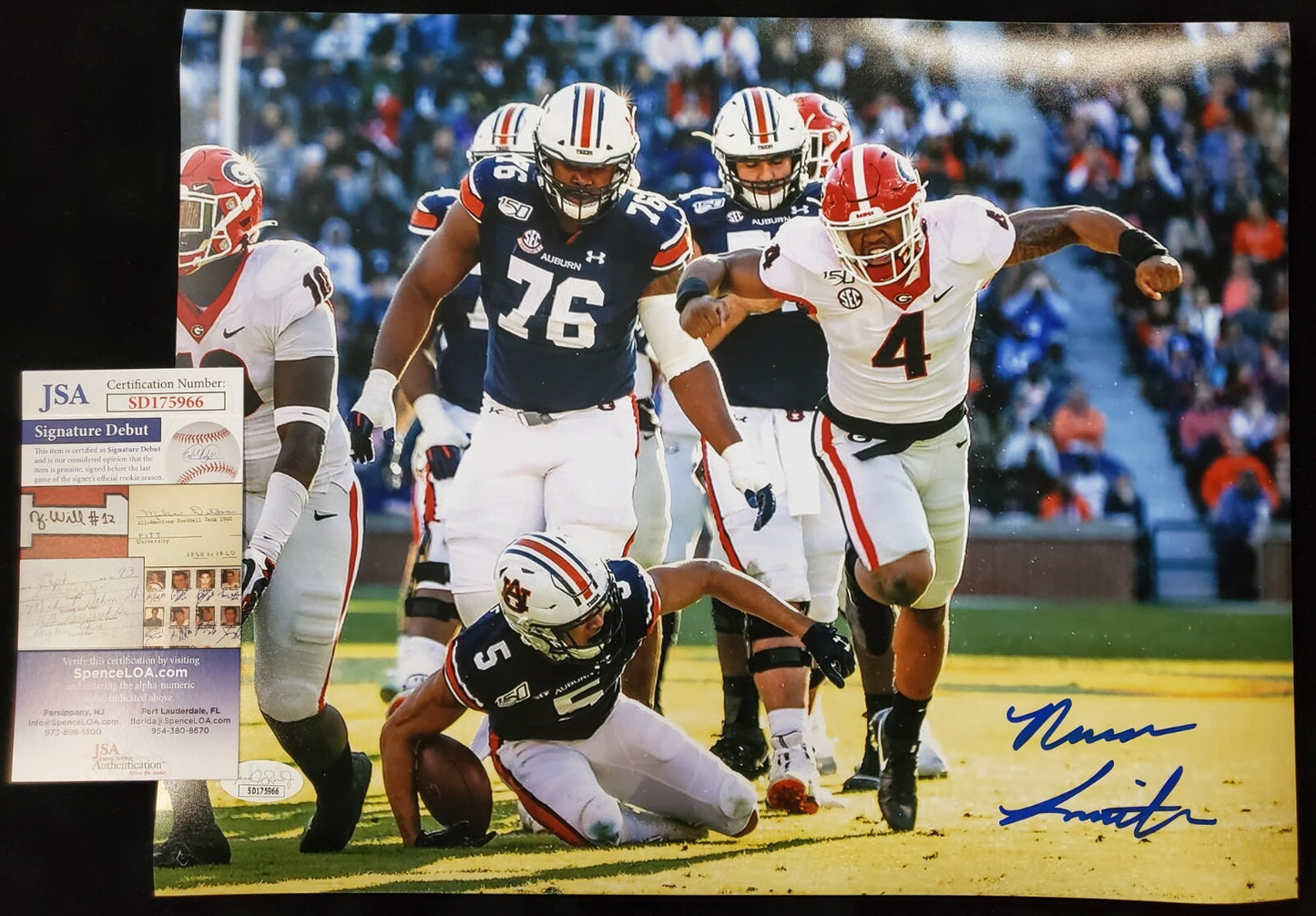 Georgia Bulldogs Nolan Smith Jr Autographed Signed 11X14 Photo Jsa Coa