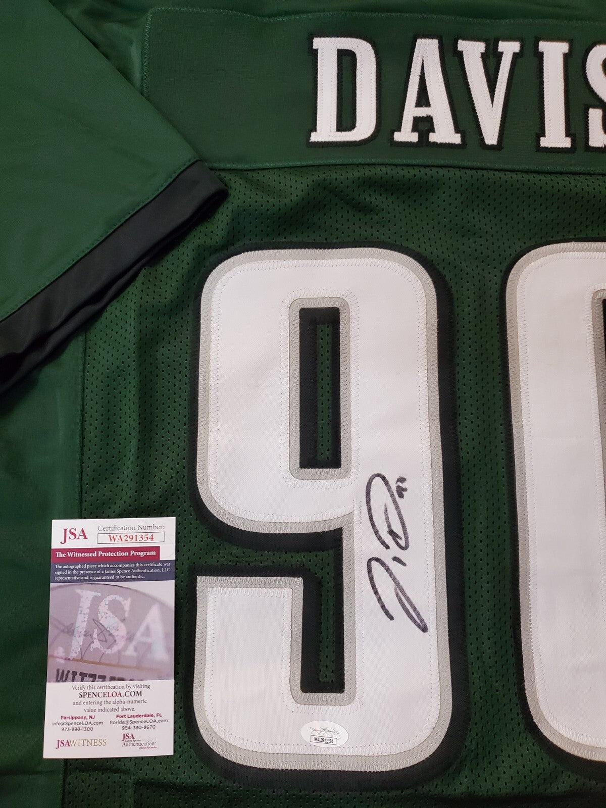 Philadelphia Eagles Jordan Davis Autographed Signed Jersey Jsa Coa