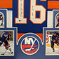 Framed Pat Lafontaine Autographed Inscribed Hof 03 N.Y. Islanders Jersey Beckett