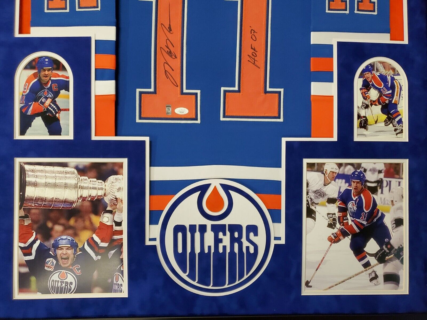 MVP Authentics Framed Edmonton Oilers Mark Messier Signed Jersey Jsa/Collectible Exch. Dual Coa 719.10 sports jersey framing , jersey framing