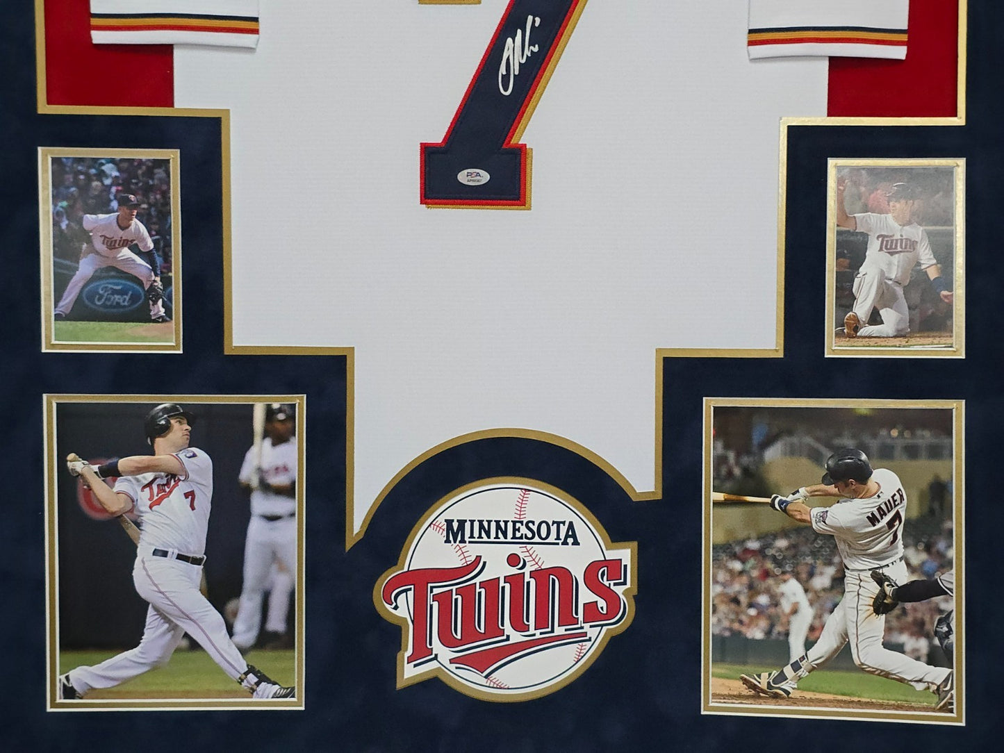 Suede Framed Minnesota Twins Joe Mauer Autographed Signed Jersey Psa Coa