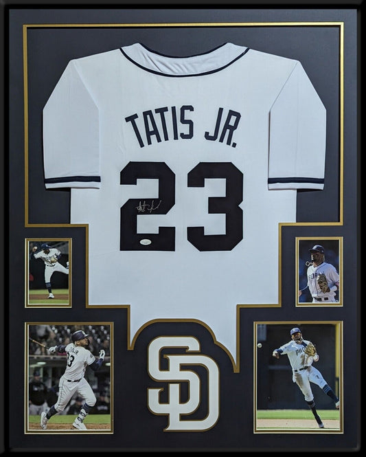 MVP Authentics Framed Fernando Tatis Jr Autographed Signed San Diego Padres Jersey Jsa Coa 719.10 sports jersey framing , jersey framing