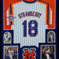 Suede Framed N.Y. Mets Darryl Strawberry Autographed Inscribed Jersey Jsa Coa
