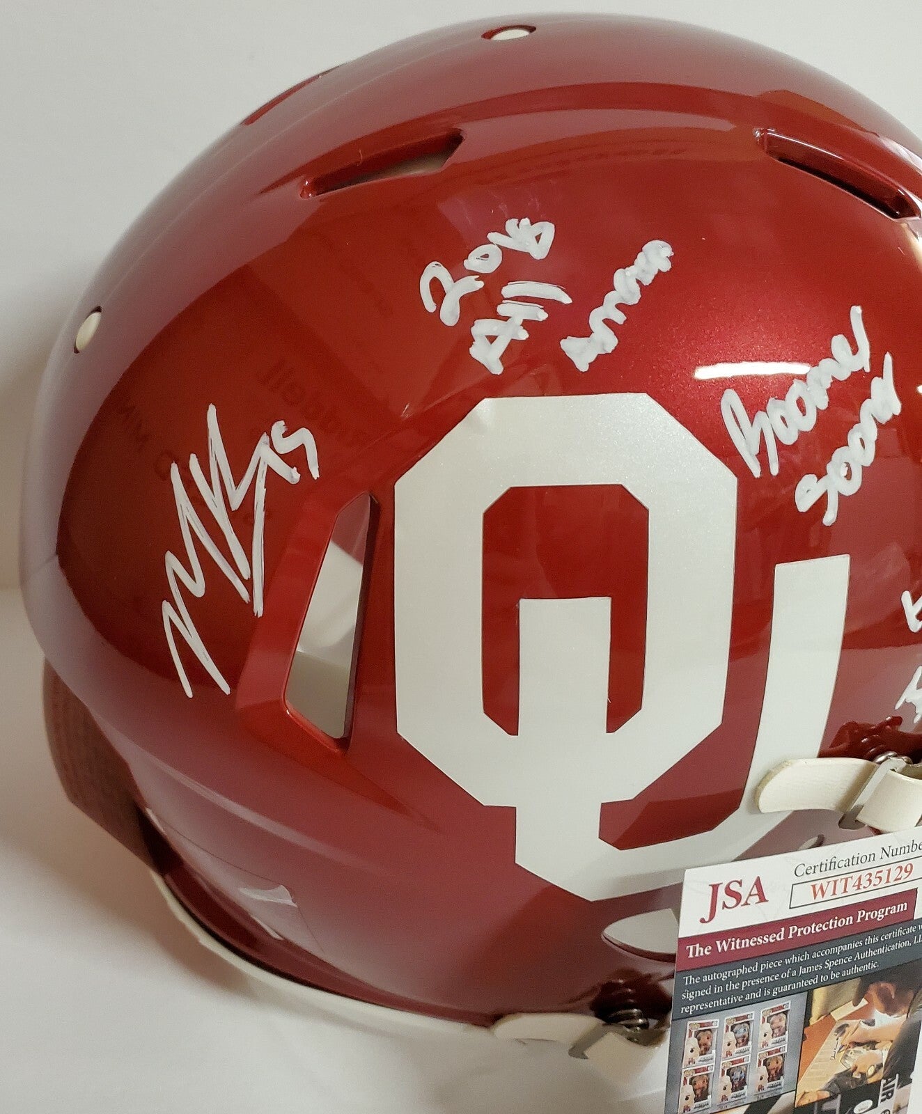 Marquise Brown Signed Inscribed Oklahoma Sooners Full Sz Auth  Helmet Jsa Coa