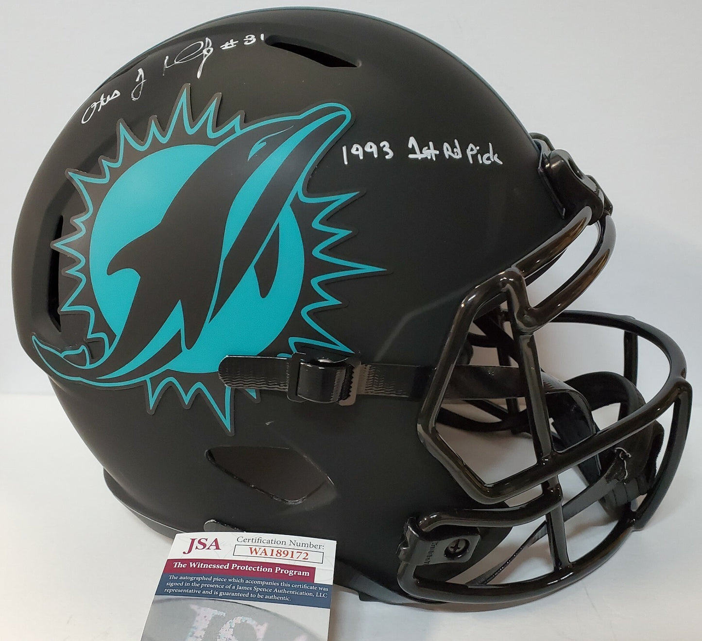 Miami Dolphins Oj Mcduffie Signed Insc Full Size Eclipse Replica Helmet Jsa Coa
