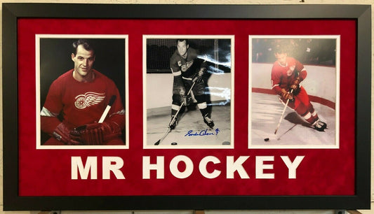 Framed Signed Gordie Howe Detroit Redwings 8X10 Photo Collage Mm Coa