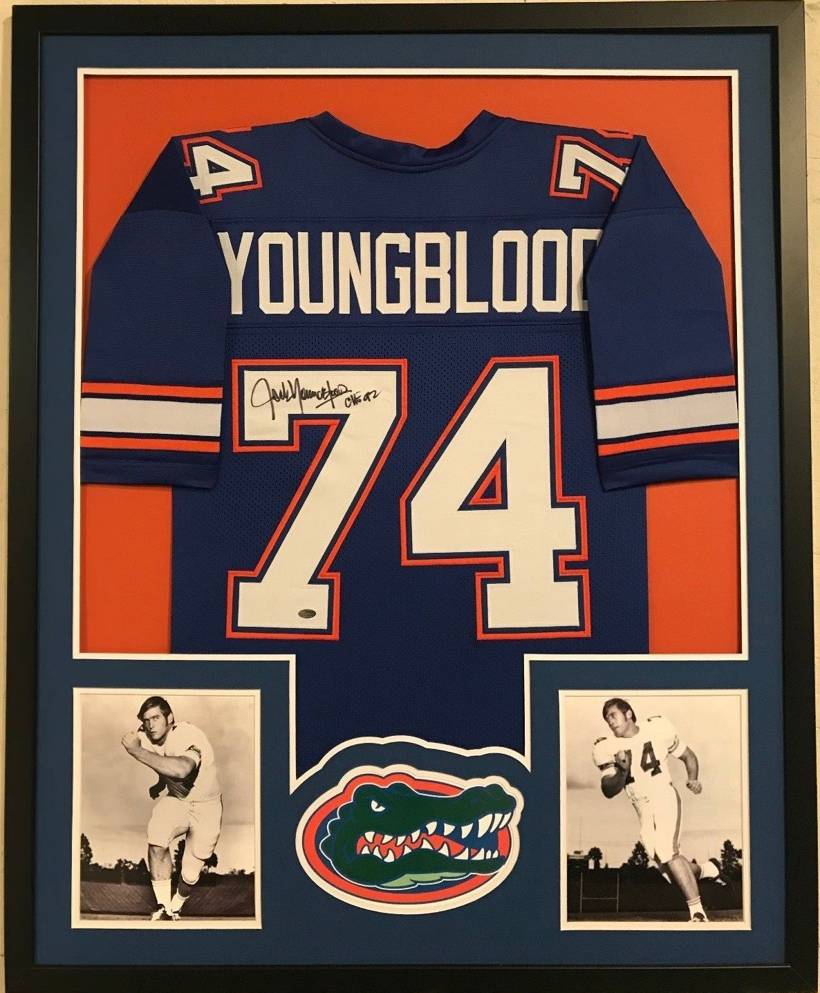 Framed Jack Youngblood Autographed Signed Florida Gators Jersey Schwartz Coa