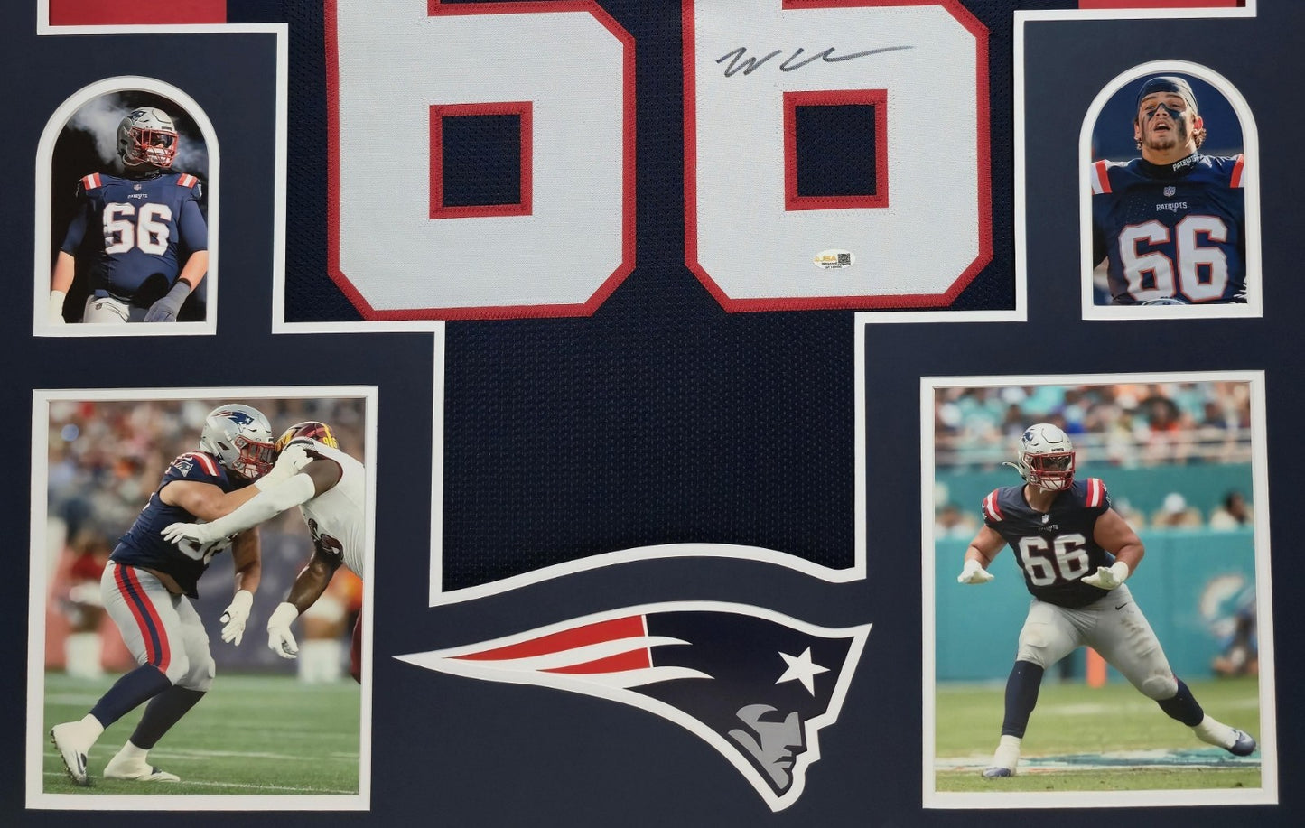 Framed New England Patriots Will Campbell Autographed Signed Jersey Jsa Coa