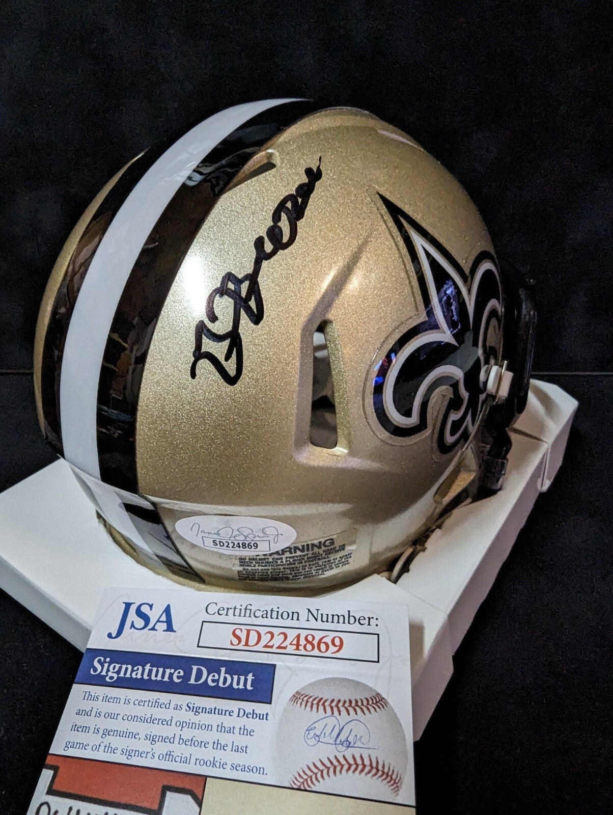 New Orleans Saints Bryan Bresee Signed Speed Mini Helmet Jsa Coa