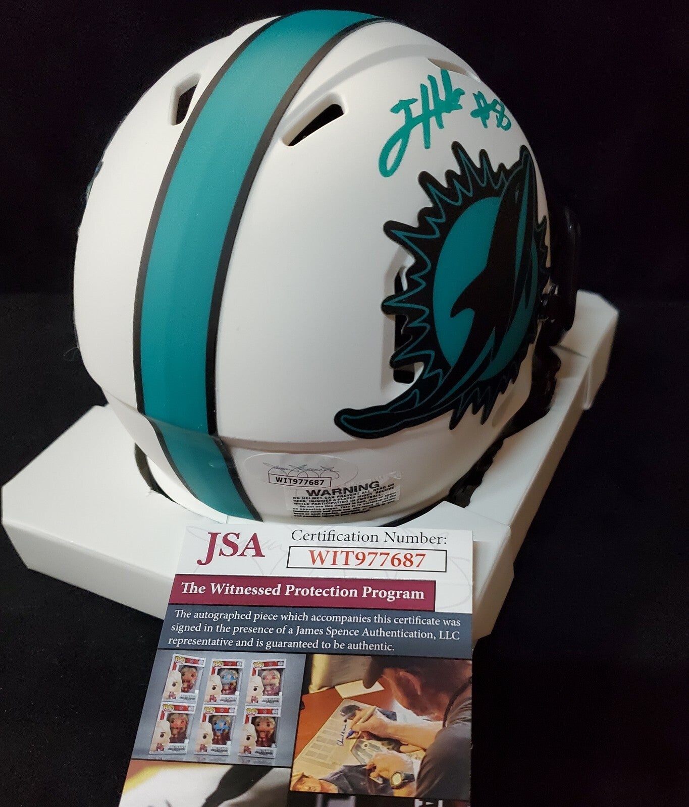 Miami Dolphins Jevon Holland Autographed Signed Lunar Mini Helmet Jsa Coa