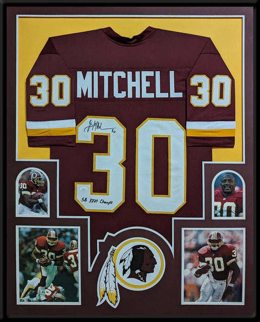 Framed Washington Brian Mitchell Autographed Signed Inscribed Jersey Jsa Coa