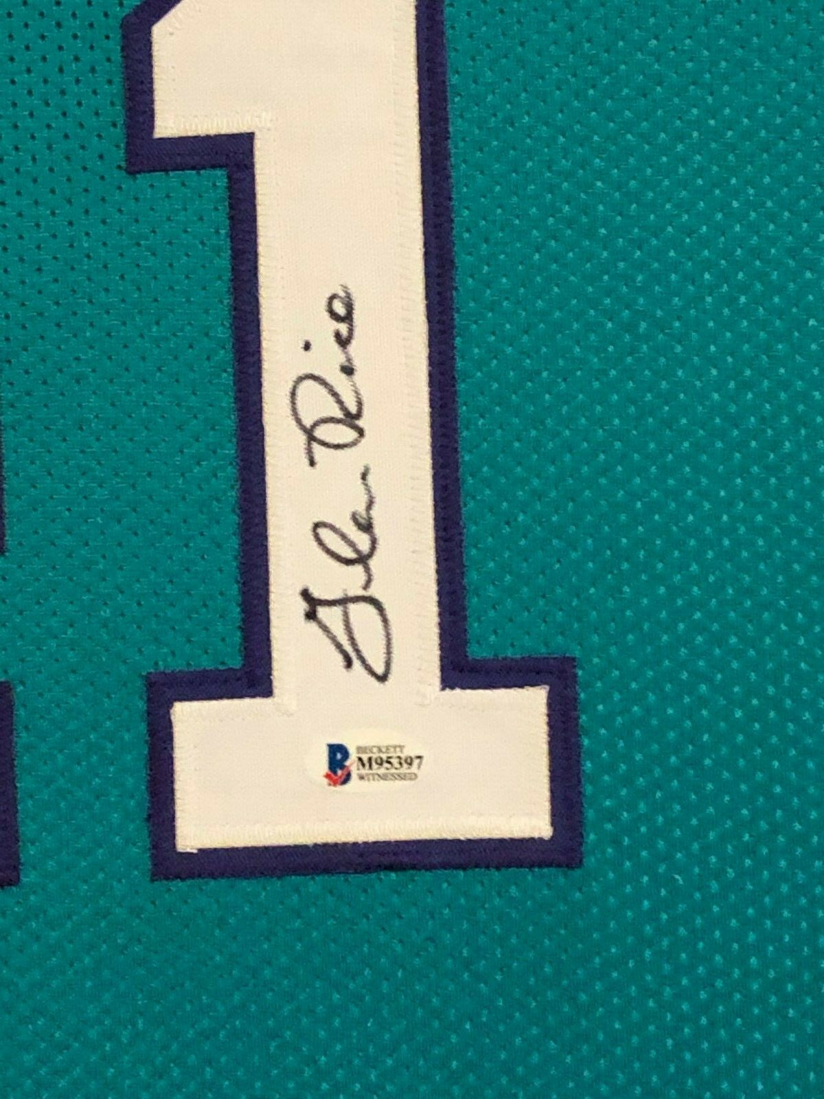 Framed Charlotte Hornets Glen Rice Signed Jersey Beckett Coa