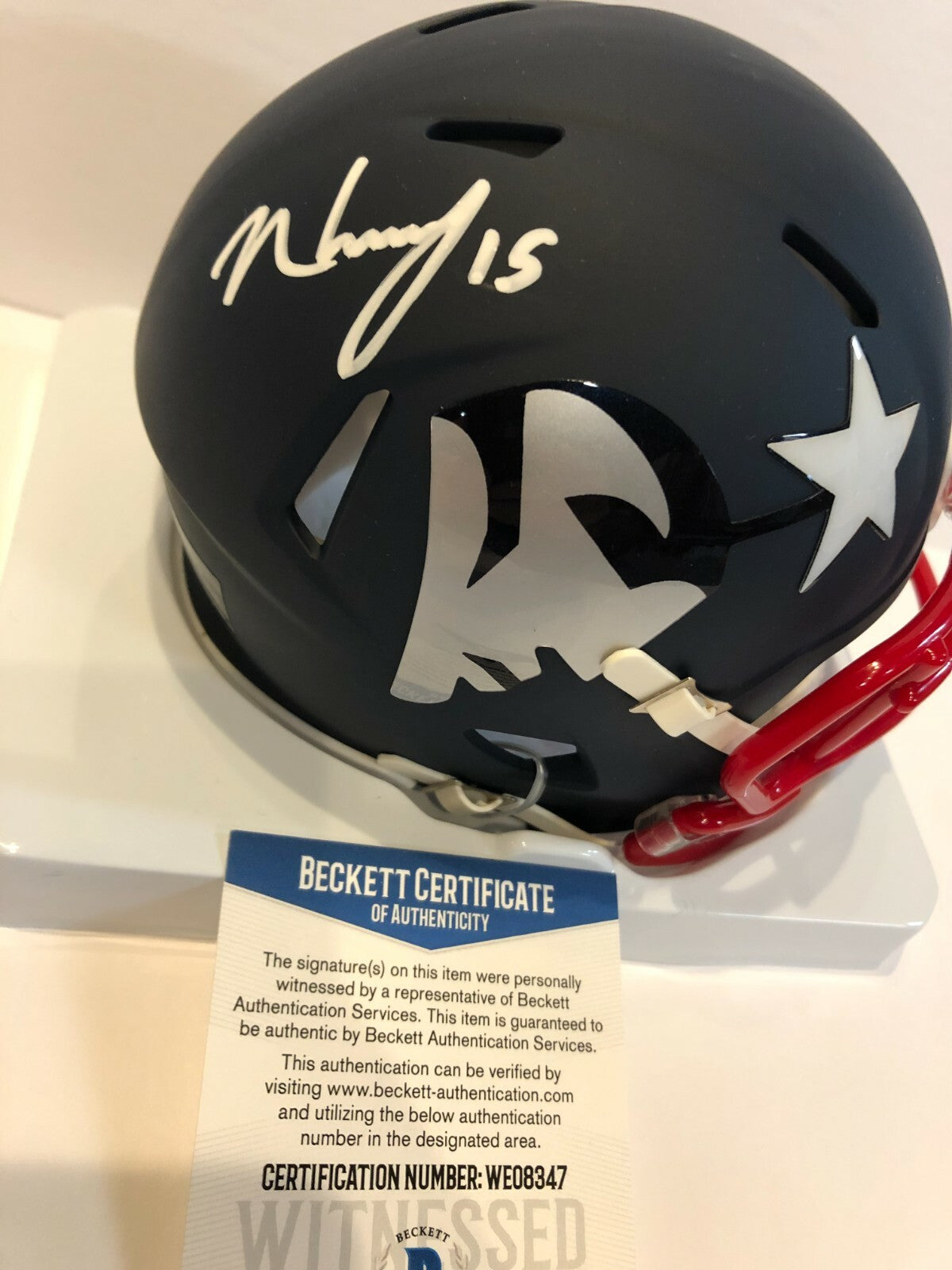 N'keal Harry Signed New England Patriots Amp Mini Helmet Beckett Coa
