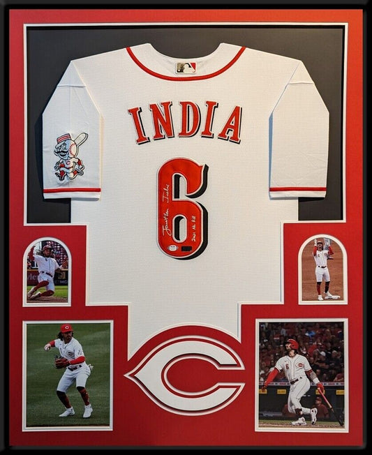 MVP Authentics Framed Cincinnati Reds Jonathan India Autographed Signed Jersey Psa Coa 450 sports jersey framing , jersey framing