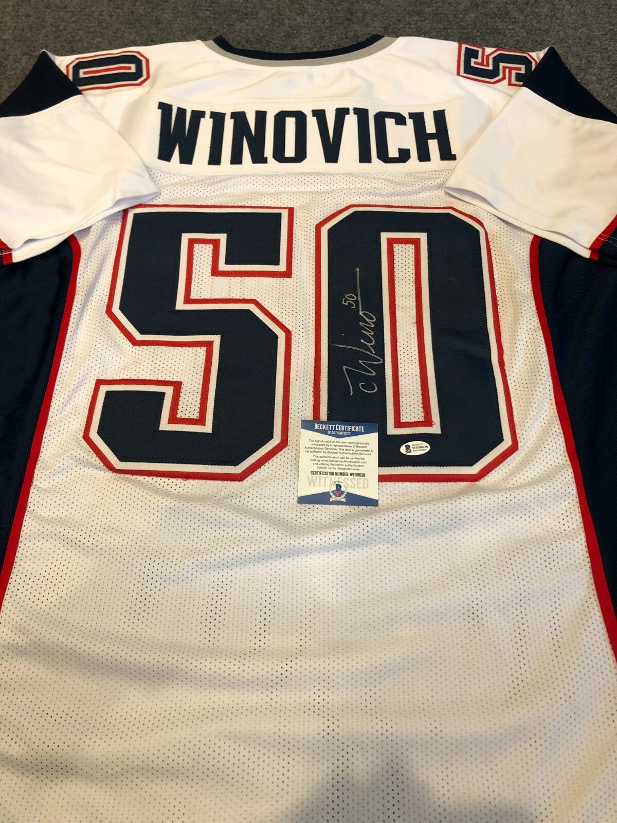 New England Patriots Chase Winovich Autographed Signed Jersey Beckett Coa