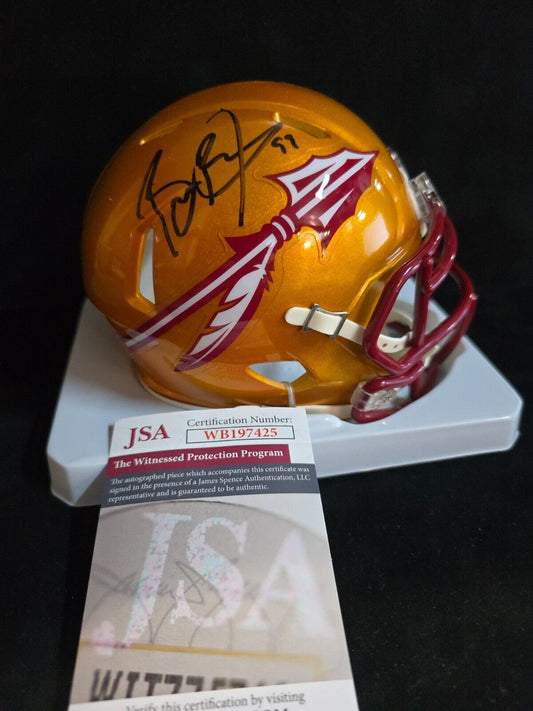 Florida State Seminoles Brian Burns Autographed Signed Flash Mini Helmet Jsa