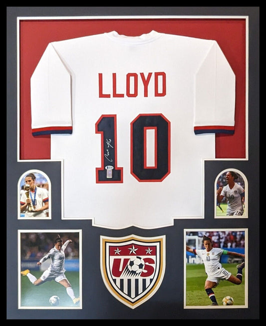 MVP Authentics Framed Carli Lloyd Autographed Signed Usa Soccer Jersey Beckett Coa 405 sports jersey framing , jersey framing