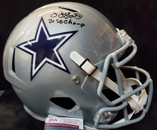 Dallas Cowboys Jim Jeffcoat Signed Insc Full Size Speed Replica Helmet Jsa Coa