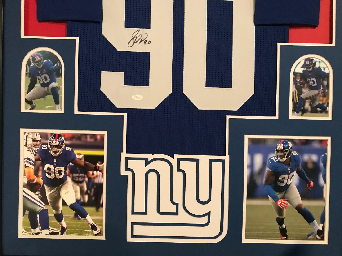 Framed Jason Pierre-Paul Autographed Signed New York Giants Jersey Jsa Coa