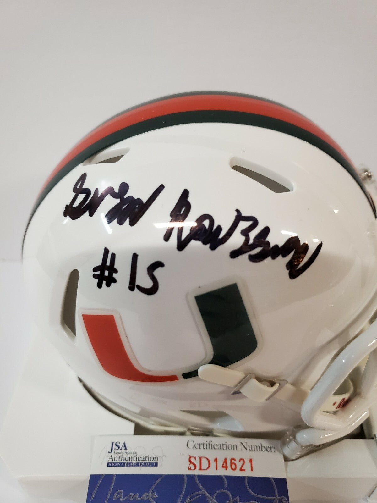 Greg Rousseau Autographed Signed Miami Hurricanes Mini Helmet Jsa Coa