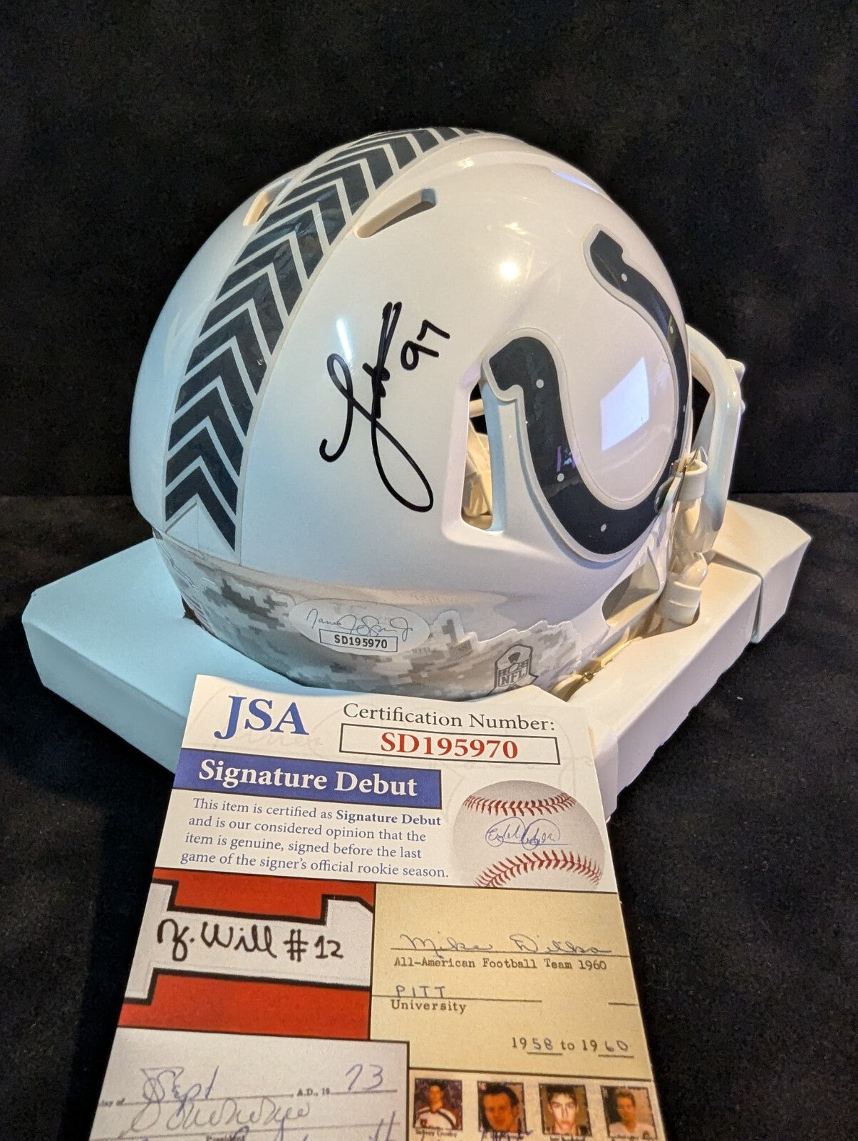 Indianapolis Colts Laiatu Latu Autographed Signed Salute Mini Helmet Jsa Coa