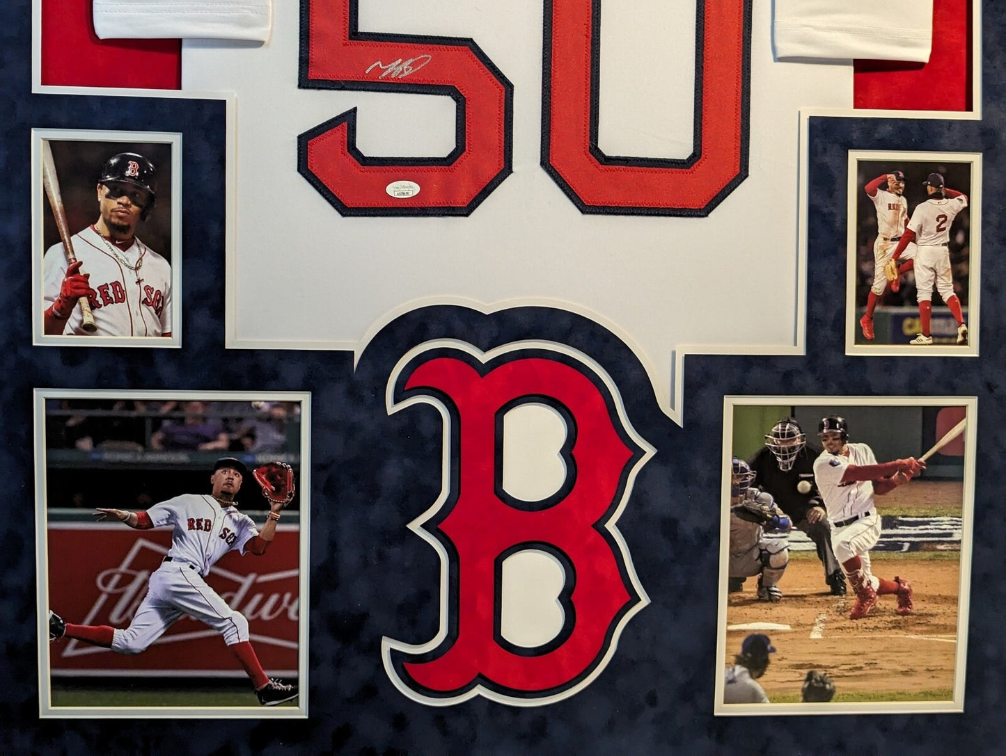 Framed Suede Mookie Betts Autographed Signed Boston Red Sox Jersey Jsa Coa