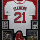 Framed Suede Roger Clemens Autographed Signed Boston Red Sox Jersey Jsa Coa
