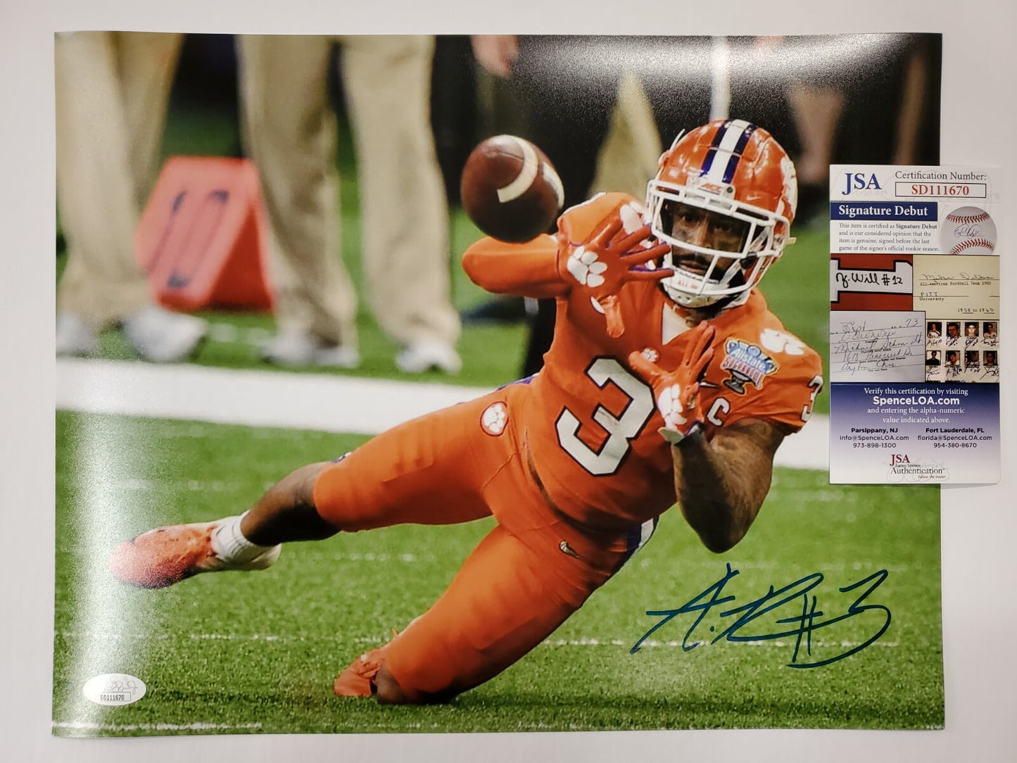 Clemson Tigers Amari Rodgers Autographed Signed 11X14 Photo Jsa  Coa