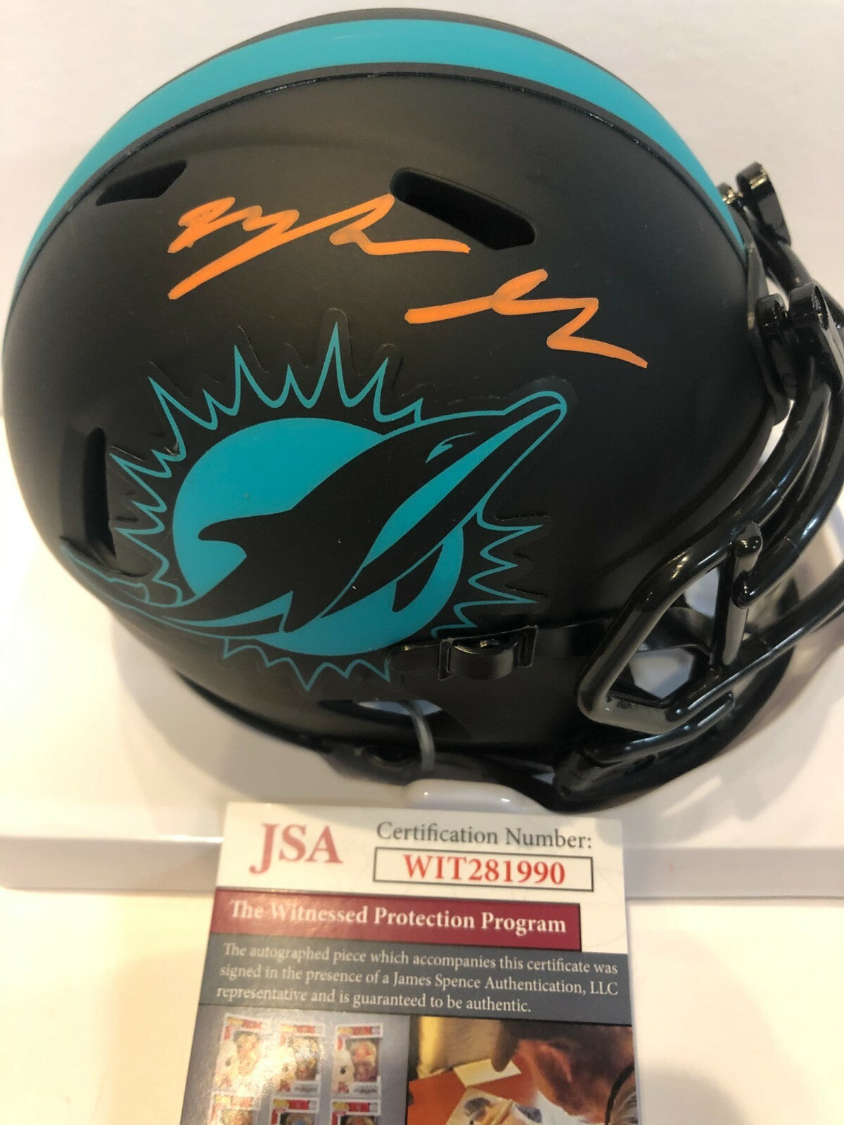 Myles Gaskin Autographed Signed Miami Dolphins Eclipse Mini Helmet Jsa Coa