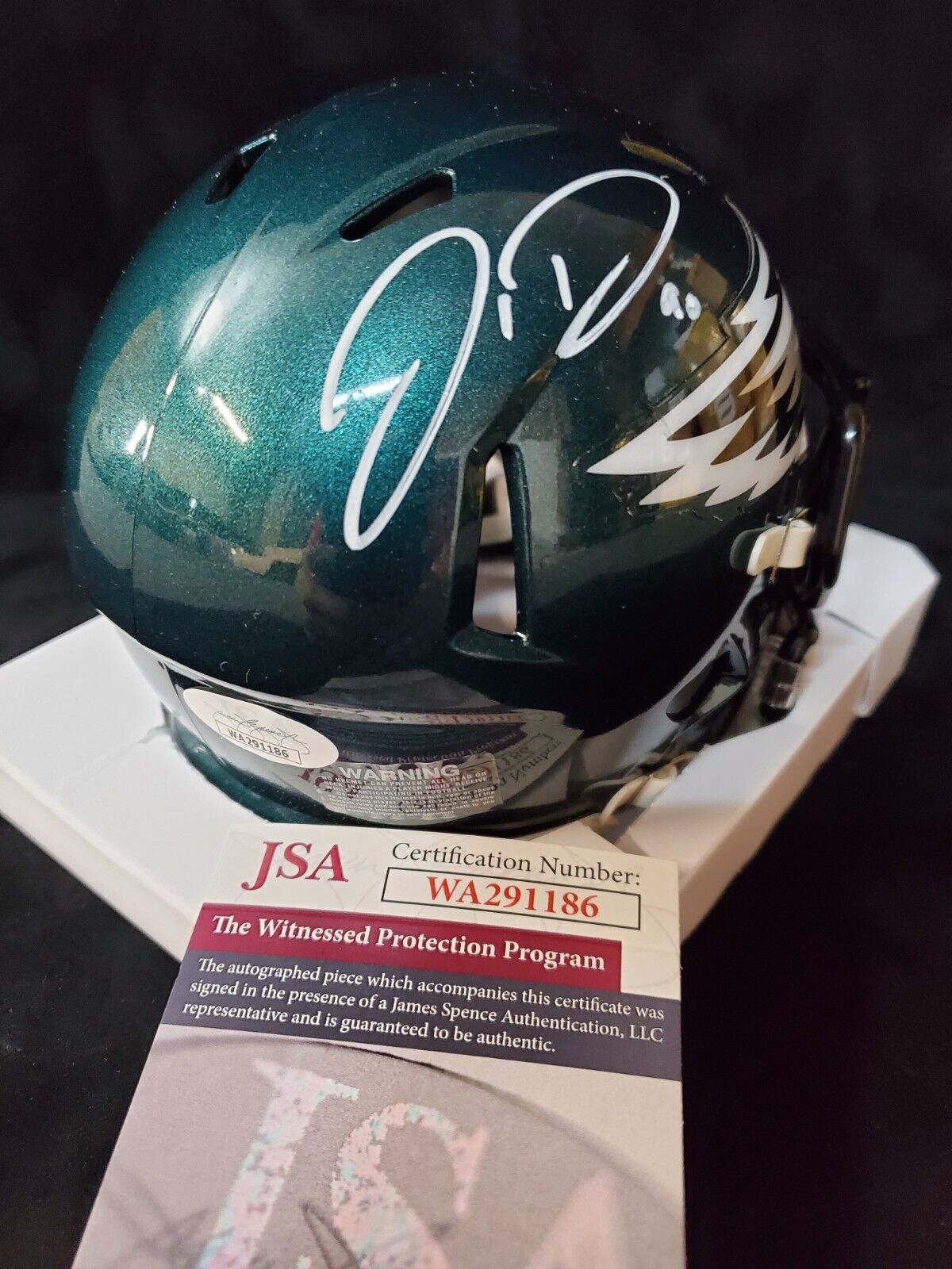 MVP Authentics Philadelphia Eagles Jordan Davis Autographed Signed Speed Mini Helmet Jsa Coa 117 sports jersey framing , jersey framing