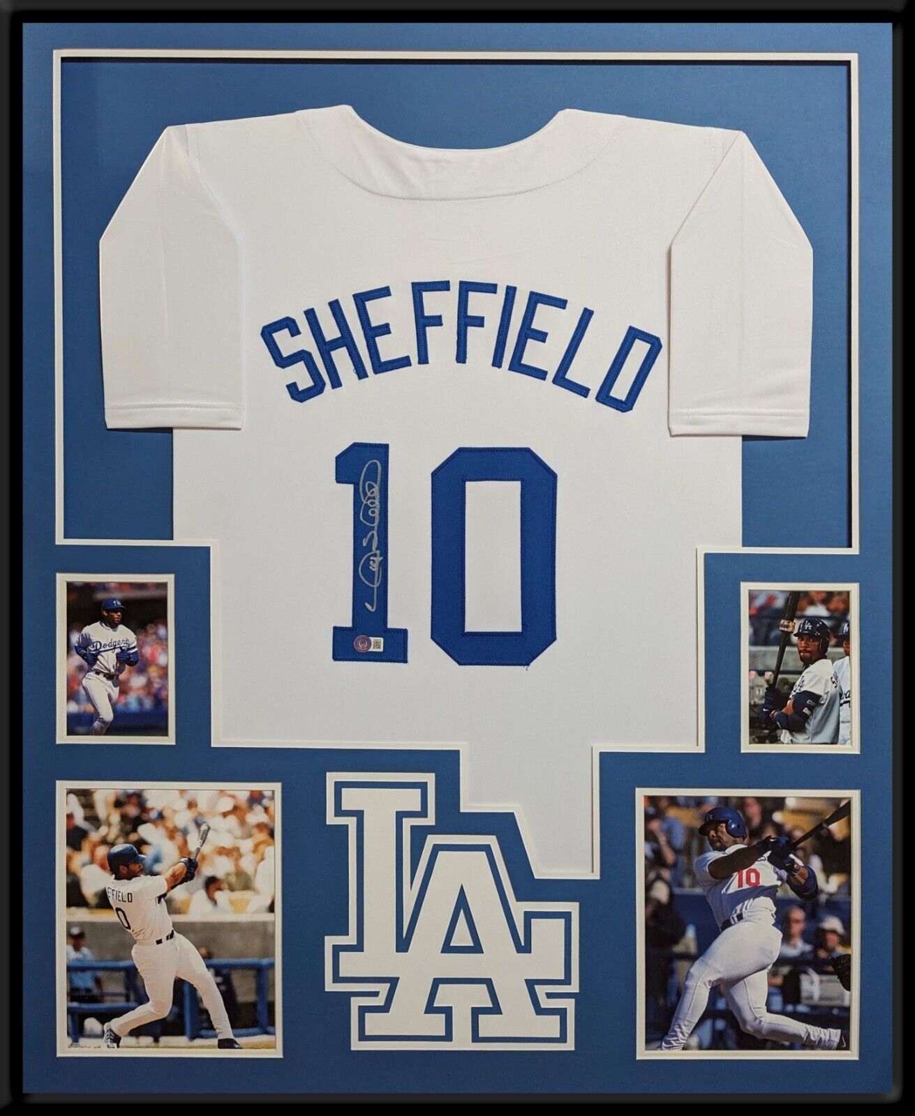 MVP Authentics Framed La Dodgers Gary Sheffield Autographed Signed Jersey Beckett Holo 495 sports jersey framing , jersey framing