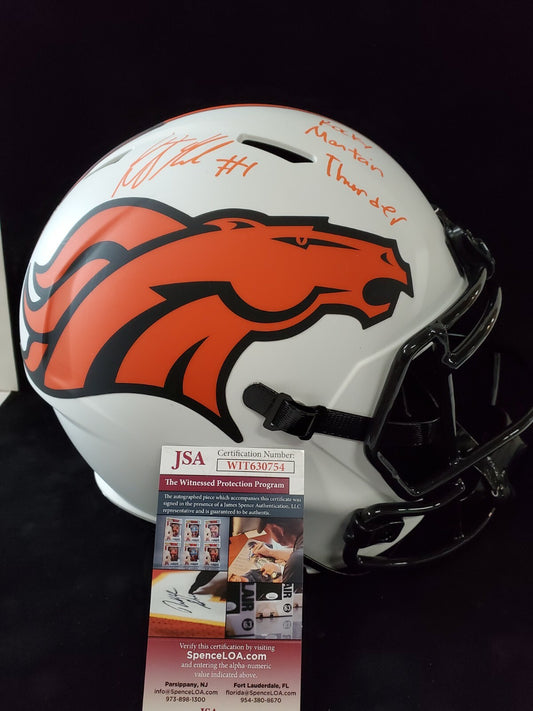 Denver Broncos Kj Hamler Autographed Inscribed Full Sz Lunar Rep Helmet Jsa Coa