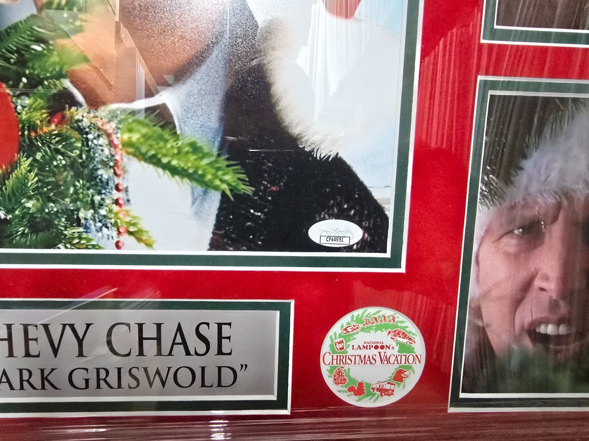 Framed Christmas Vacation Chevy Chase Signed Photo Plaque 25Inx27in Jsa Coa