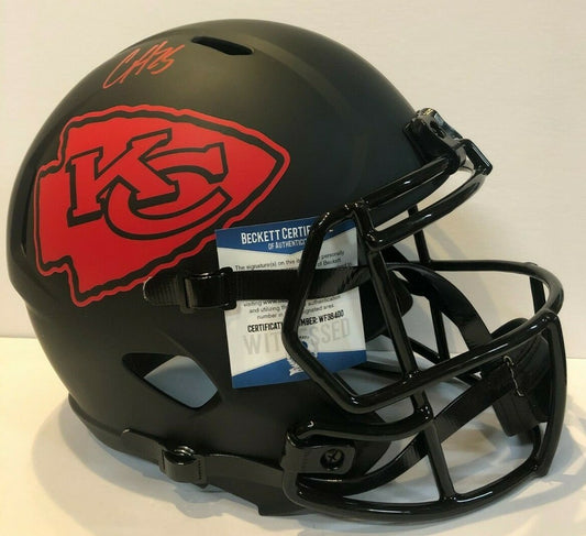 Clyde Edwards-Helaire Signed K.C. Chiefs Eclipse Rep Full Size Helmet Bas Coa