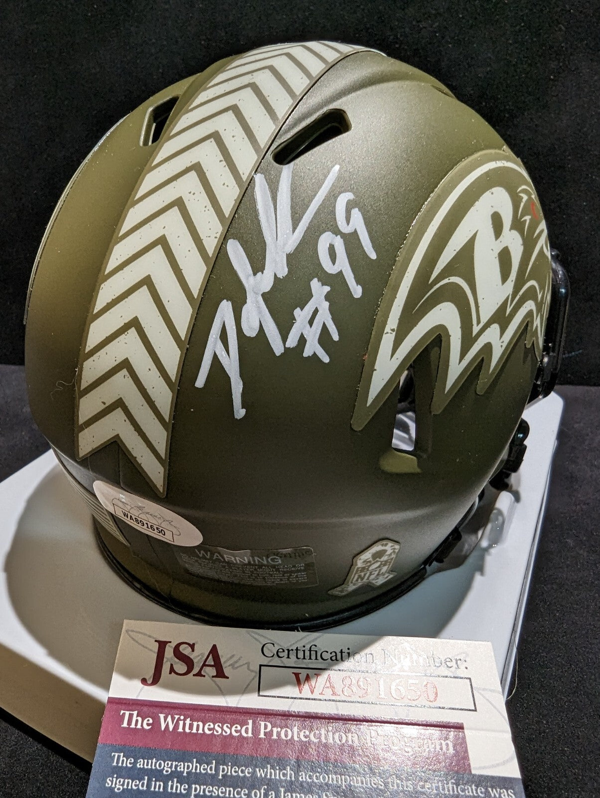 Baltimore Ravens Odafe Jayson Oweh Autographed Signed Salute Mini Helmet Jsa Coa