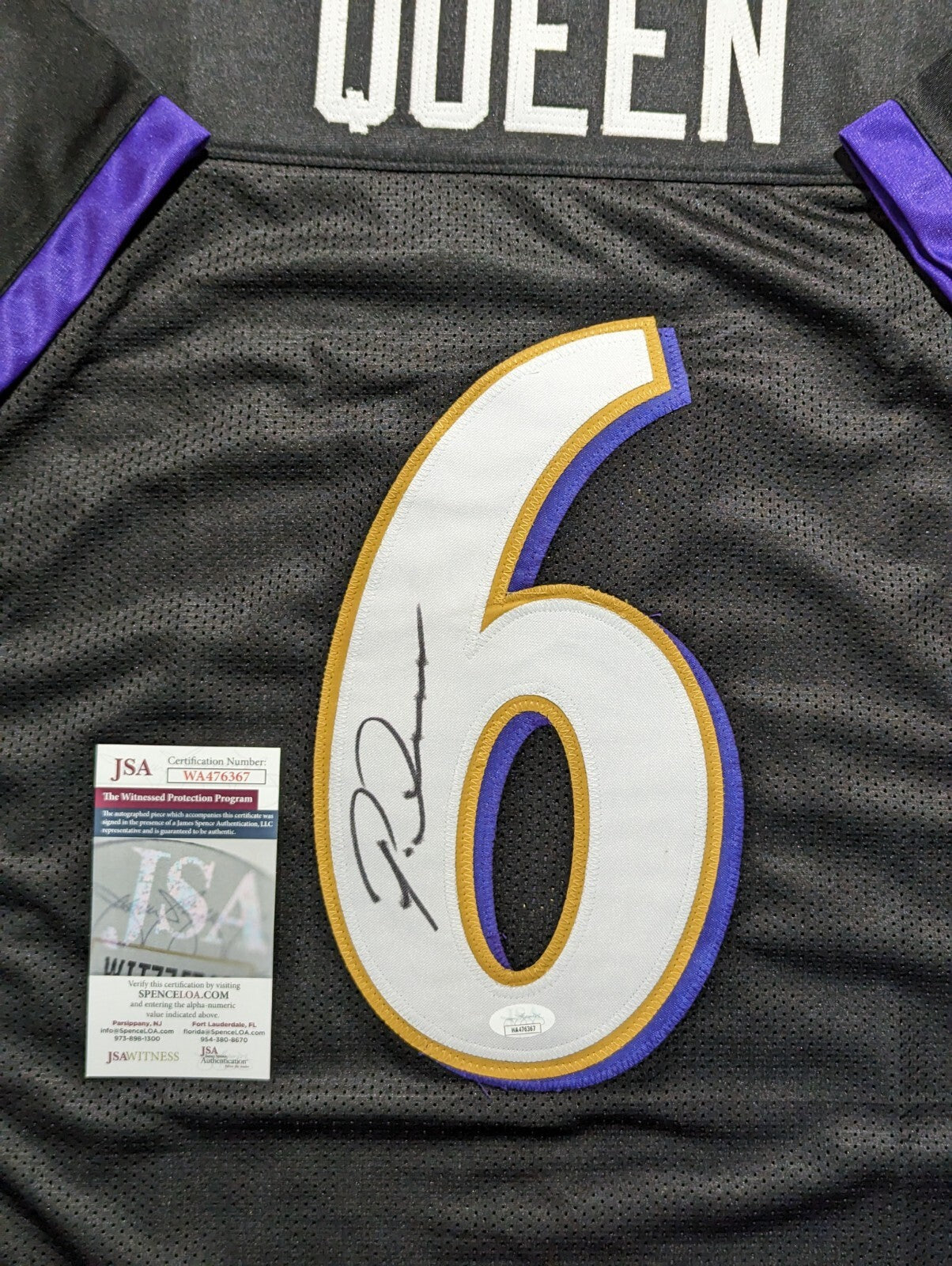 Baltimore Ravens Patrick Queen Autographed Signed Jersey Jsa Coa