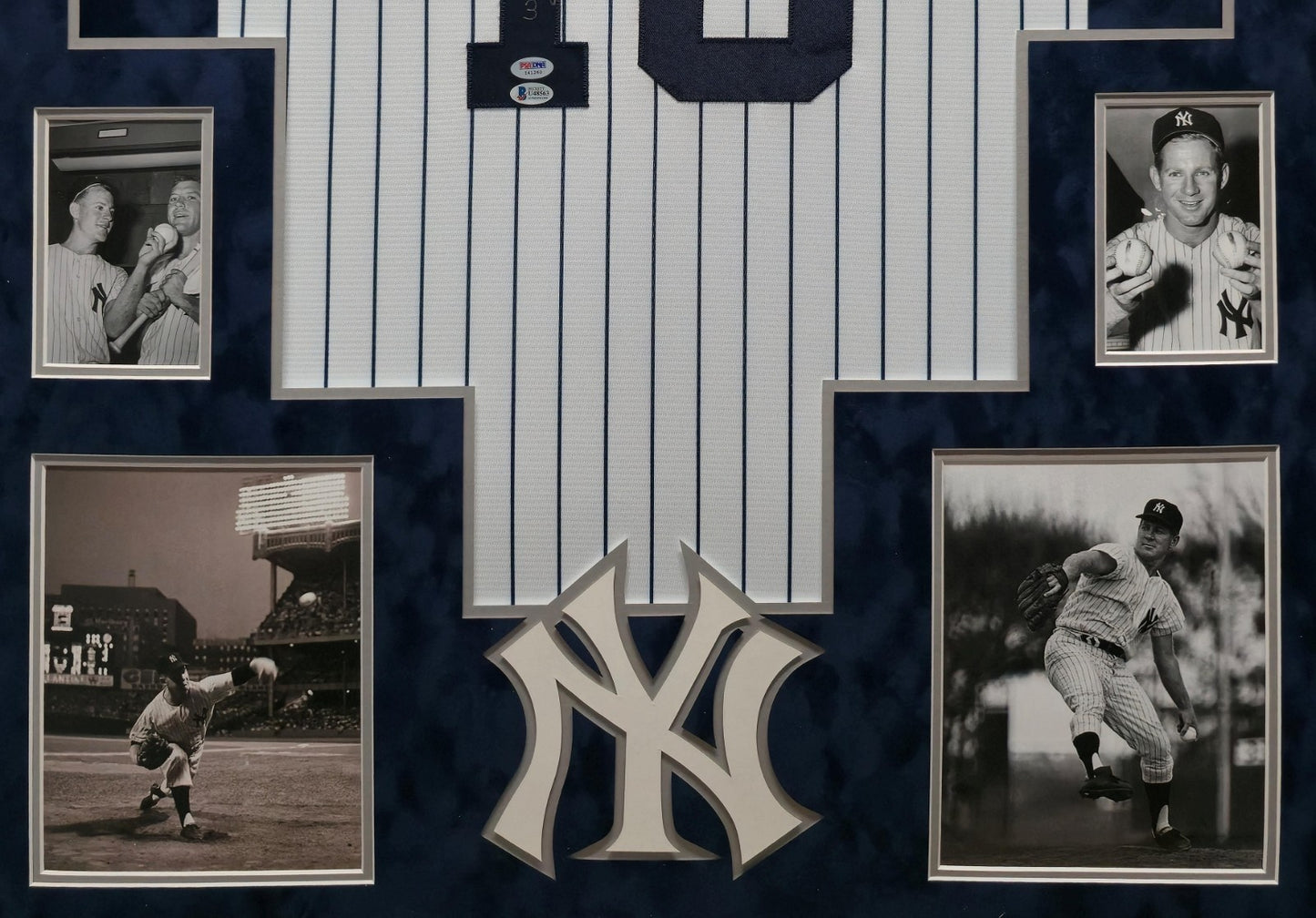 Framed Suede Whitey Ford Autographed Signed New York Yankees Jersey Psa Coa